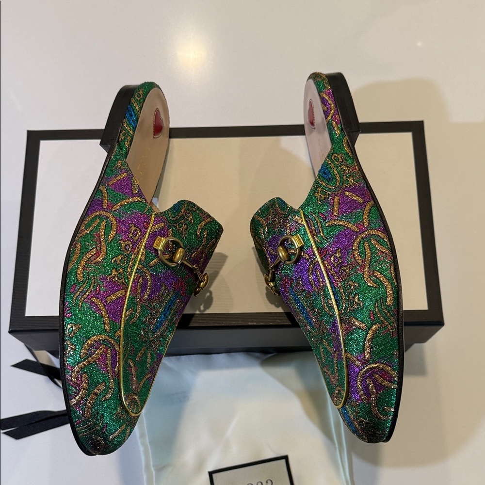 Gucci Women's Green and Purple Mules size 10 - Picture 9 of 13